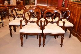 02972d - 3-English-Regency-Dining-Table-&-10-Ballon-Back-Chairs-18